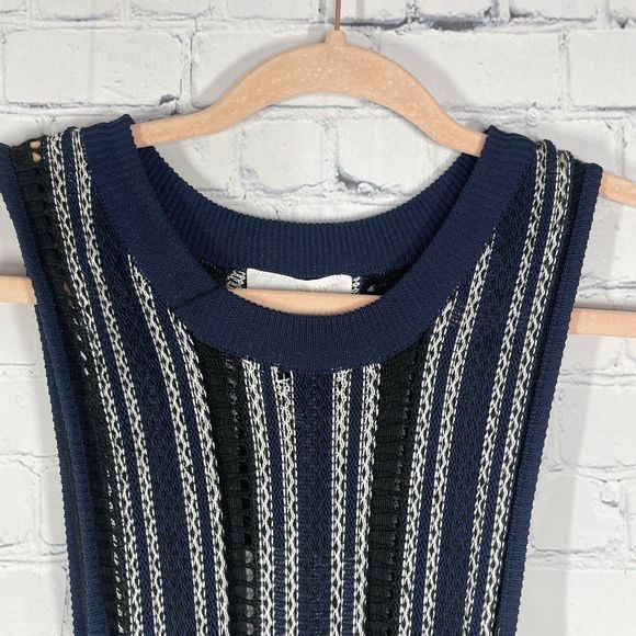 Harlyn Fit and Flare Dress Women’s Medium Navy Blue Sleeveless Open Knit Fit NWT - Picture 10 of 16